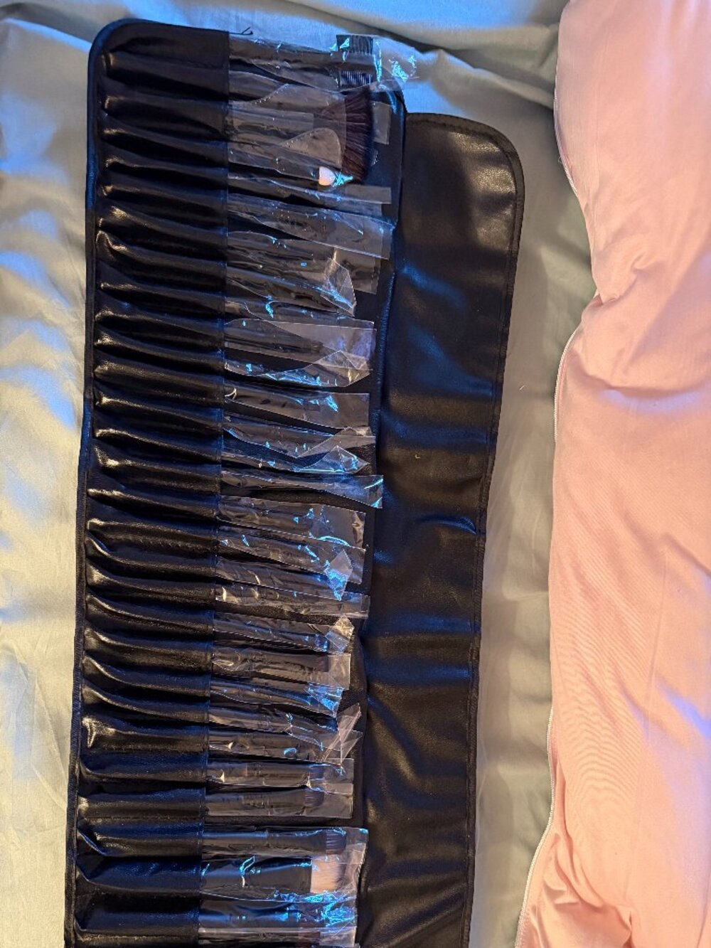 makeup brush set 24 pc black roll up case new